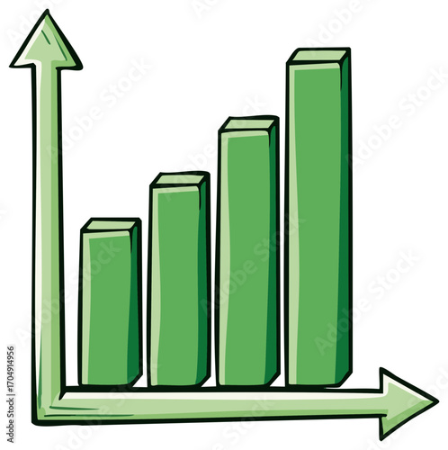 Upward Progress Chart Green Bars with Arrow Illustration Showing Growth and Positive Trend