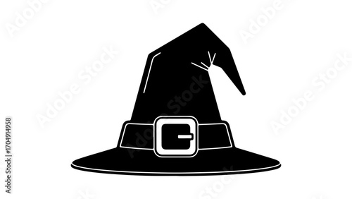 Black witch hat with transparent background