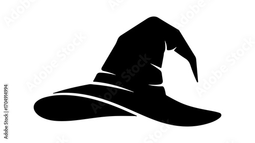 Black witch hat with transparent background