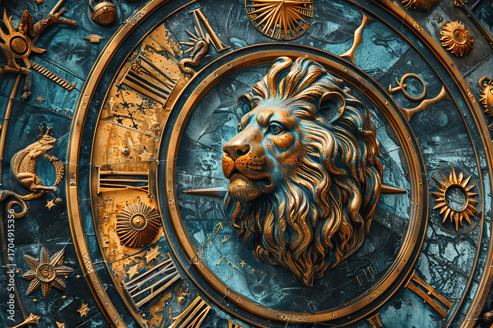 Obraz premium Abstract сomposition with concept of Leo zodiac sign symbol
