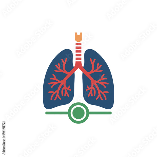 Human lungs and respiratory system vector icon. Medical anatomy illustration for health and pulmonology concepts