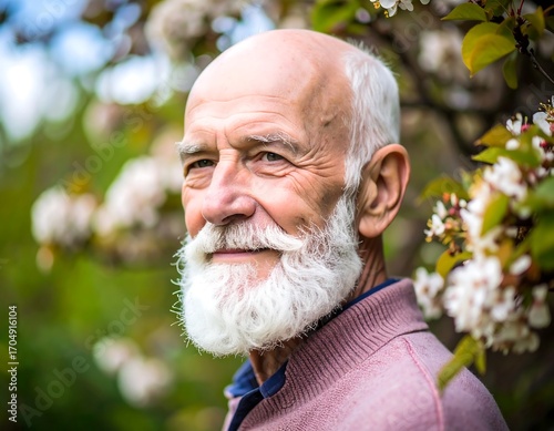 Smiling senior man in a garden
