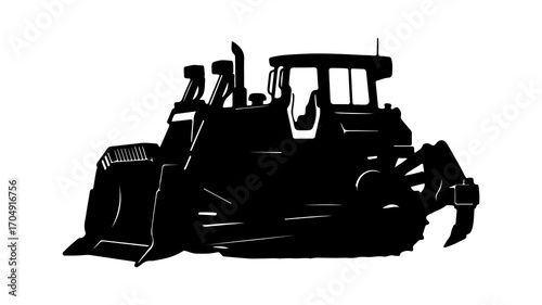 Bulldozer silhouette with transparent background