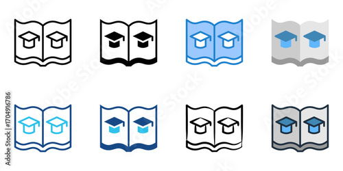 Yearbook icon set multiple style collection 
