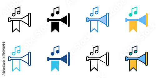 School anthem icon set multiple style collection 
