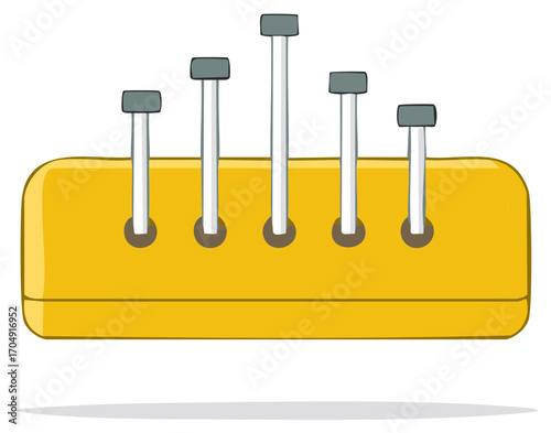 Yellow notepad with five metal spiral binding posts
