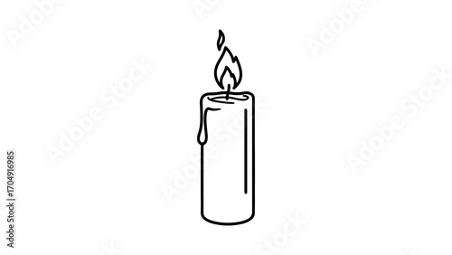 Burning candle with transparent background