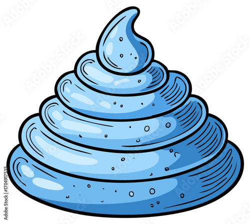 Blue whipped cream swirl illustration, cartoon dessert topping