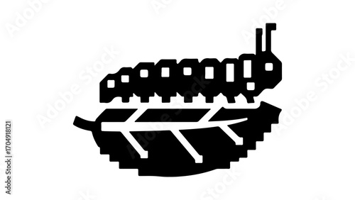 Caterpillar crawling on a leaf with transparent background