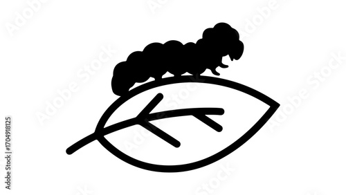 Caterpillar crawling on a leaf with transparent background