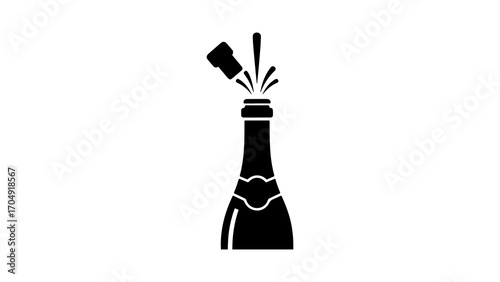 Champagne bottle popping with transparent background