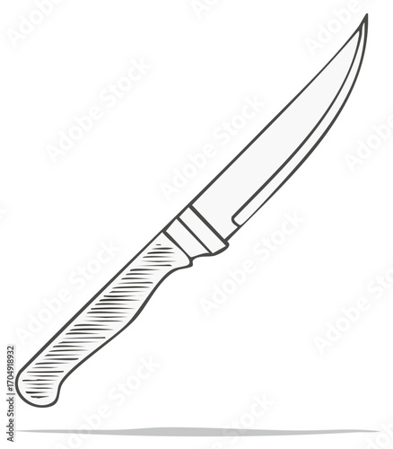 Illustration of a kitchen knife, hand drawn style with a shadow