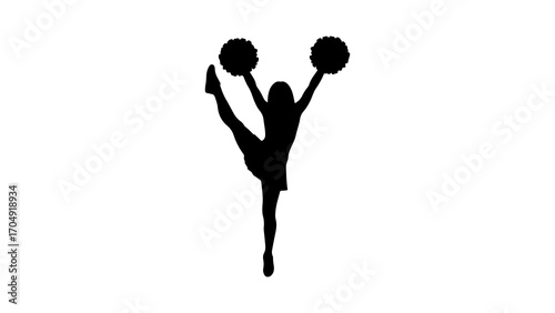 Cheerleader performing a split with transparent background