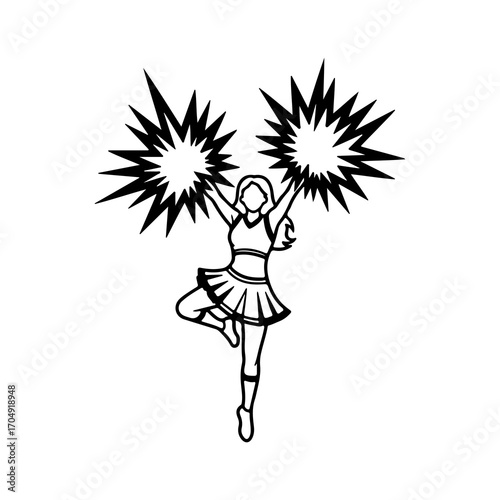 Cheerleader performing jump with transparent background