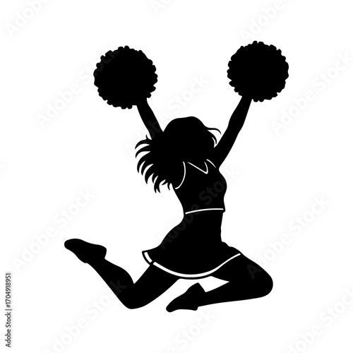 Cheerleader performing jump with transparent background