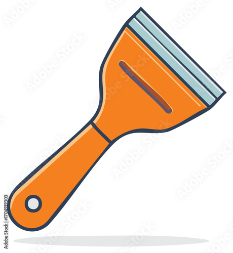 Orange ice scraper tool for winter car windshield snow and frost removal