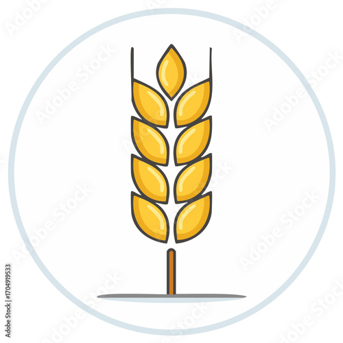 Vibrant golden wheat ear icon a symbol of harvest and healthy grain