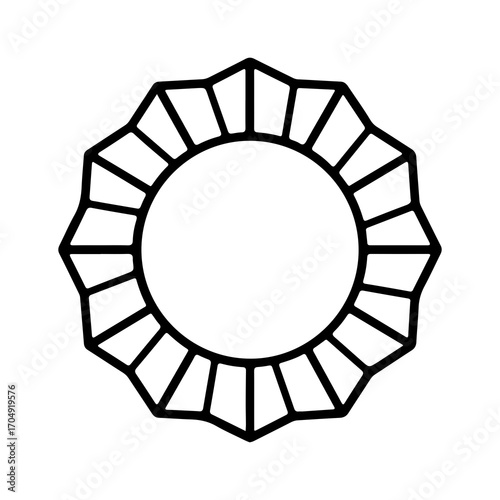 Circular frame with radial segments with transparent background