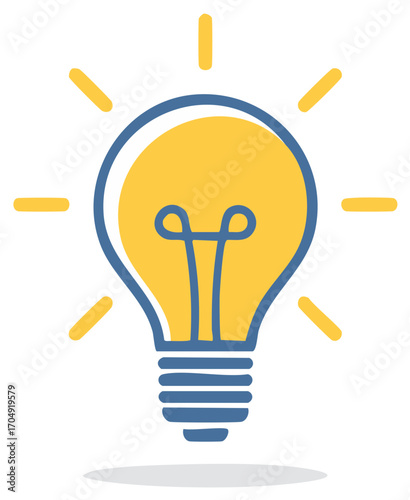 Yellow Lightbulb with Rays Idea Generation Innovation Invention Creative Solution Concept