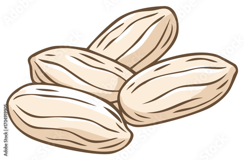 Pile of Shelled Almonds Nutritious Snack Healthy Food Ingredients Cartoon Illustration