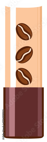 Coffee bean design in an abstract style with light and dark brown colors on a beige and brown background.