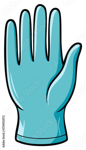Medical blue hand glove isolated vector illustration