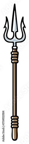 Illustration of trident a three pronged spear used in mythology as a symbol of power