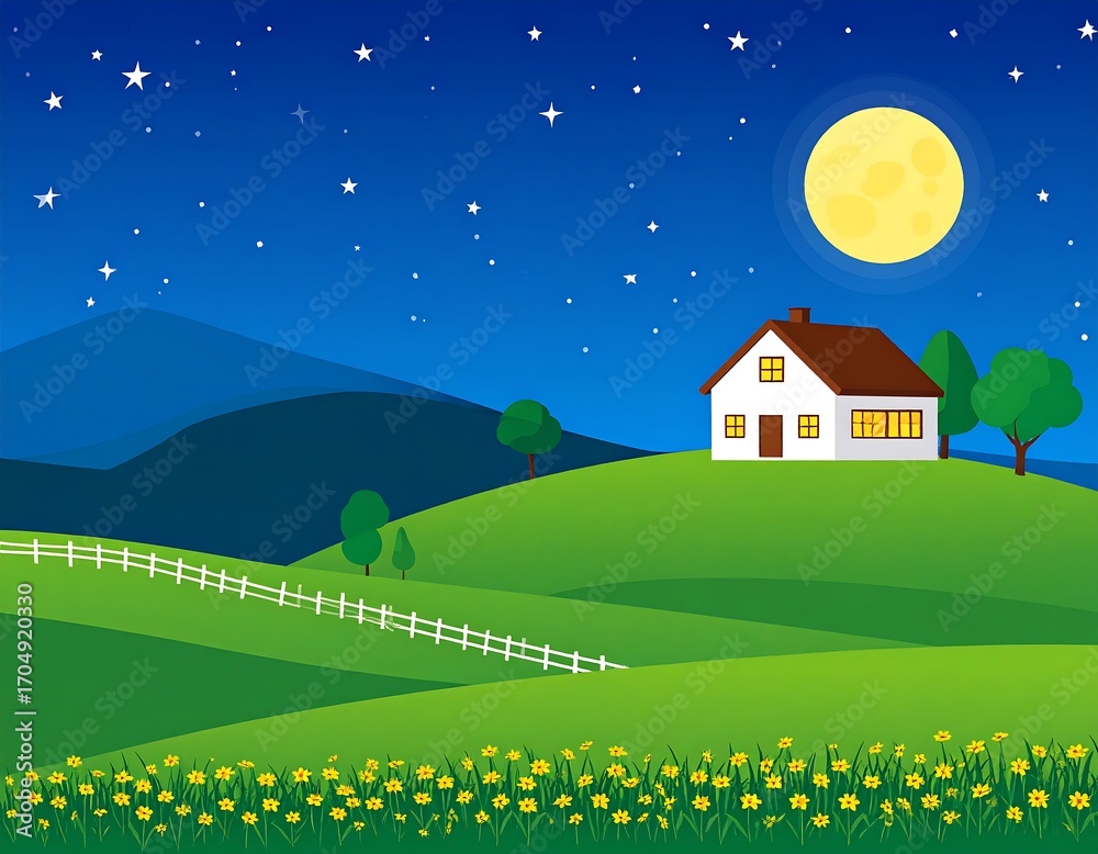 Fototapeta premium Nighttime rural landscape