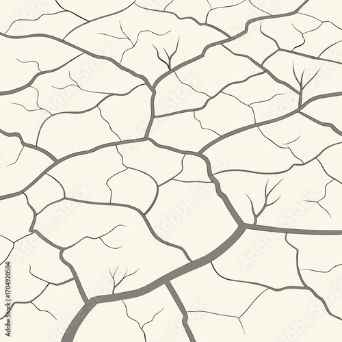 Vector art of cracked earth pattern, abstract background with dry soil texture and natural fissures