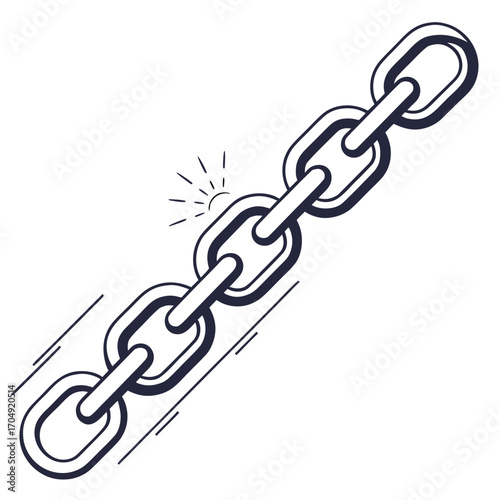 Vector art of broken chain link, symbolizing failure or weakness