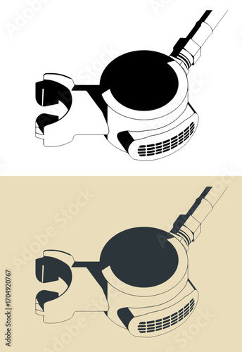 Diving regulator illustrations