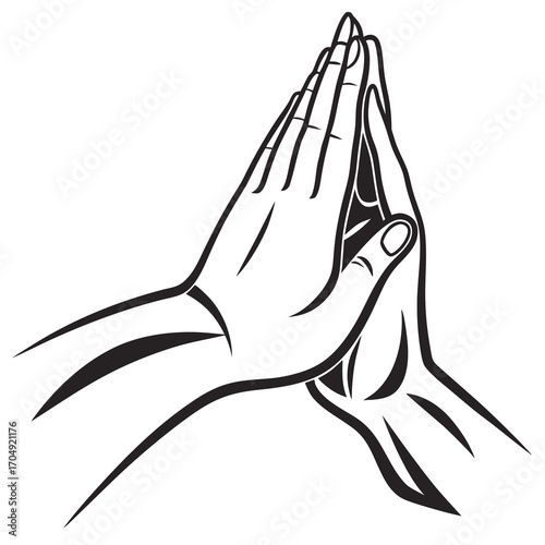 Illustration of two hands pressed together in prayer or greeting
