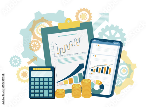 Financial Growth Vector Illustration with Calculator