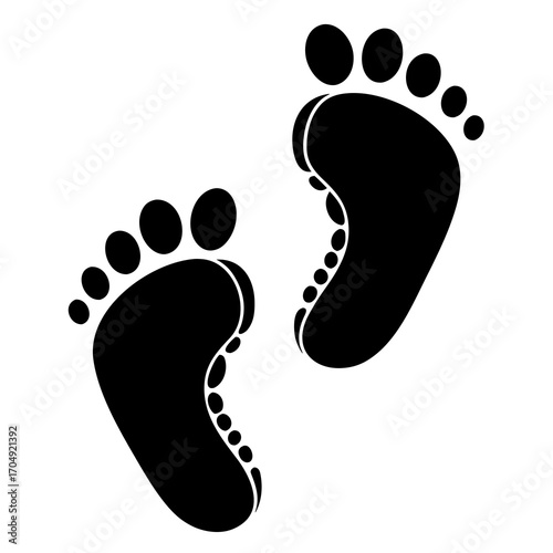 Vector art of black footprint icons