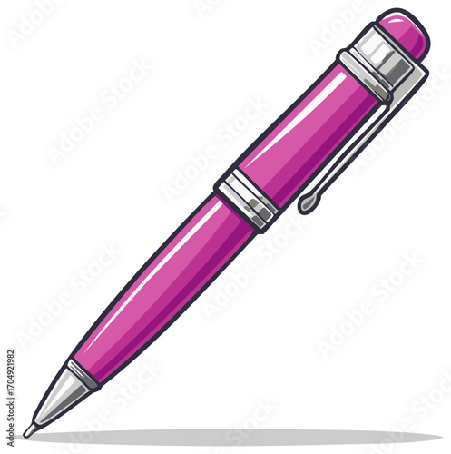 Stylish Pink Ballpoint Pen with Silver Clip and Accents