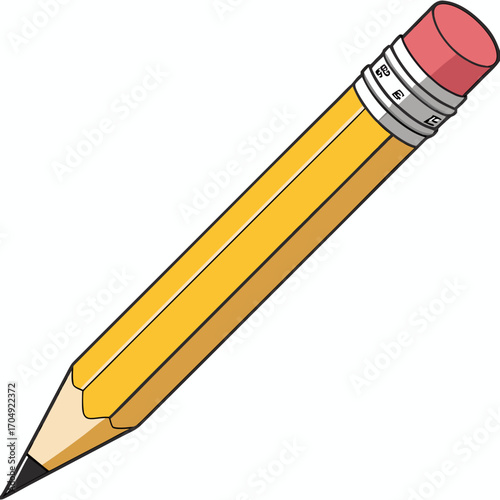 Vector art of a yellow graphite pencil with a pink eraser
