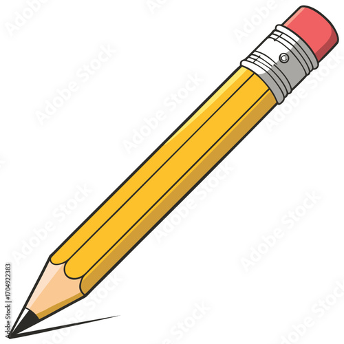 Vector art of a yellow pencil with a pink eraser, isolated on a, drawing a line