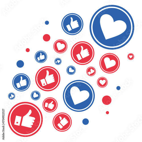 Vector art of social media likes and hearts icons