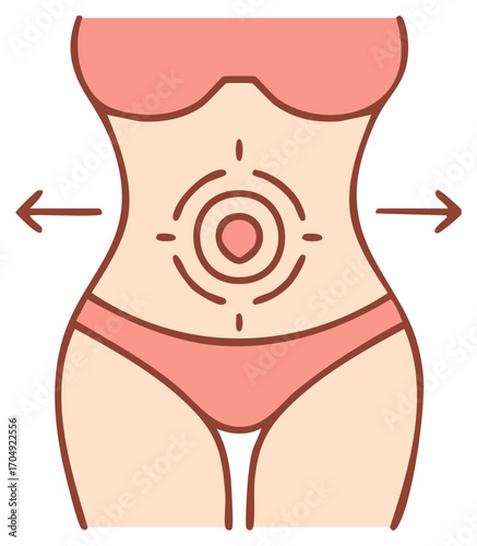 Woman's Torso with Abdominal Pain Icon Depicting Body Awareness
