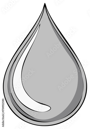 Stylized grey water drop or liquid droplet illustration icon