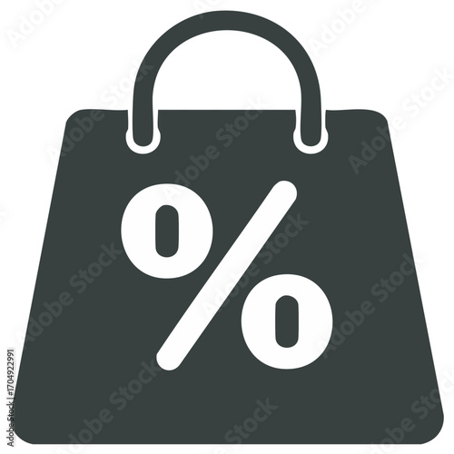 Shopping bag icon with percentage symbol for sales and discounts