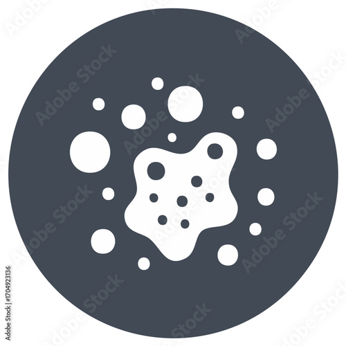 Icon depicting viral cell, molecule, or pathogen with dots, circular form in microbiology, health, medicine or research