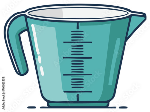 Teal measuring cup vector with volume lines for kitchen cooking baking food ingredient measuring liquid fluids