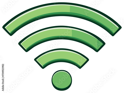 Green Wifi Signal Symbol, Internet Wireless Network, Connection Icon