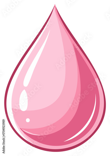 Pink water drop illustration, stylized liquid element, abstract design concept.