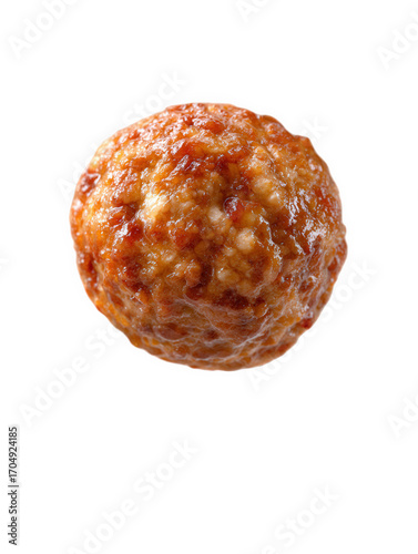 Single cooked meatball isolated on transparent background