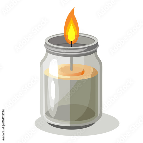 burning candle on a white background