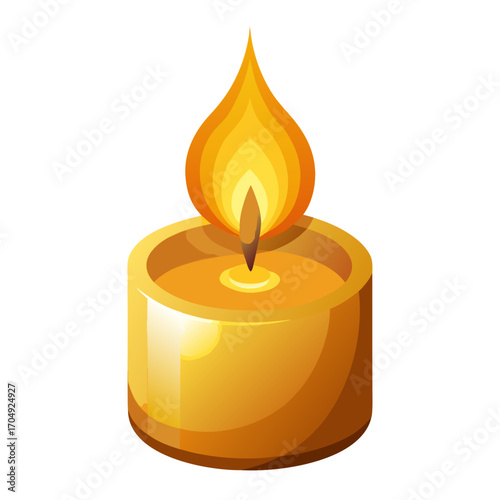 burning candle on a white