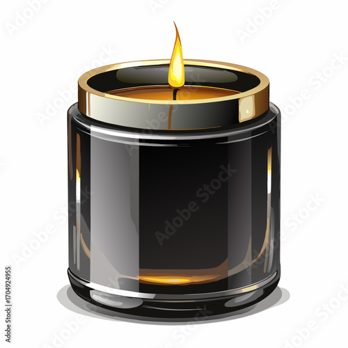burning candle on a black
