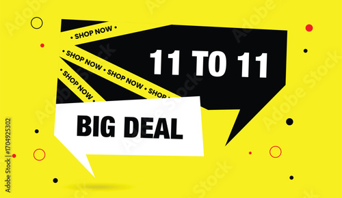 big deal editable vector art illustration template design white black shapes yellow business background shop now 11 to 11 shop now big deal editable template design vector illustration art